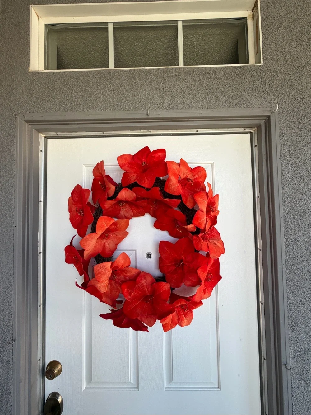 Red Floral Holiday Wreath “22 - Decorative Door Accent